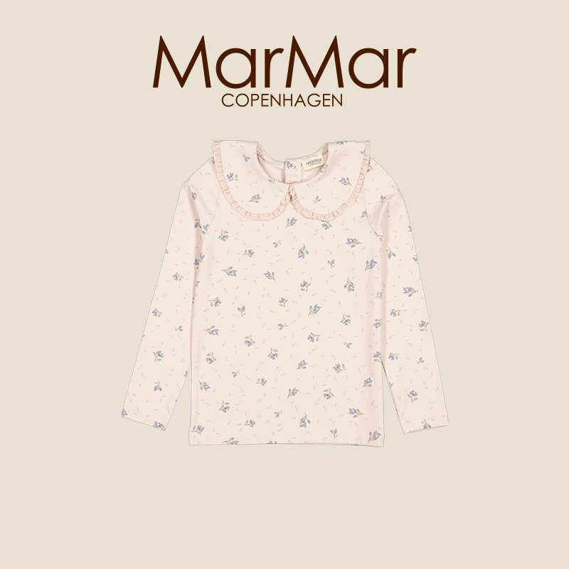 MarMar春夏女宝宝打底衫小碎花翻领t恤婴儿娃娃领长袖百搭上衣