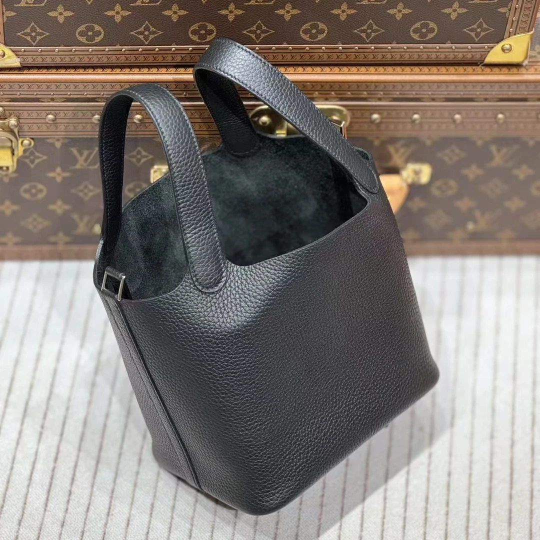 全新未使用 Hermes/爱马仕 lina/黑银菜篮子18包