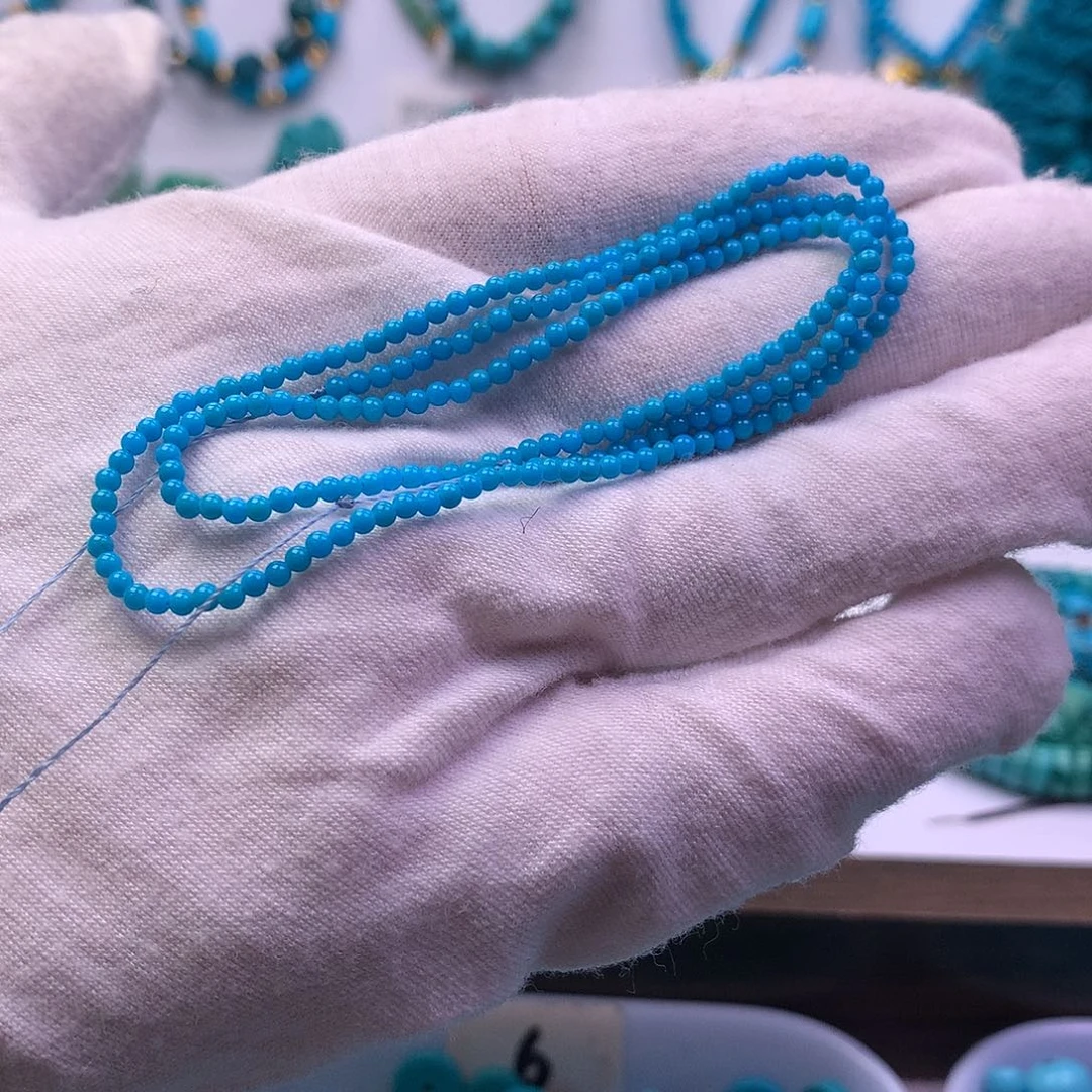 绿松石未镶嵌小米珠项链