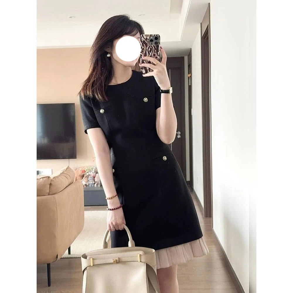 2025新款高级小众不撞款超好看独特漂亮气质黑色连衣裙子女装夏季