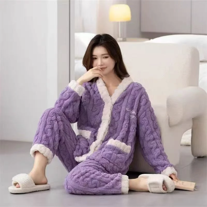 【睡衣套装】秋冬季厚款高档两件套设计感女装服装4975[GYSS]