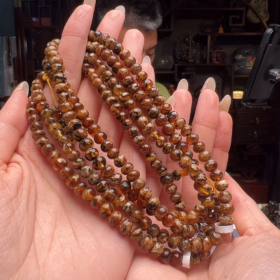 琥珀裸石未镶嵌抚顺琥珀20503多样性发其一6mm