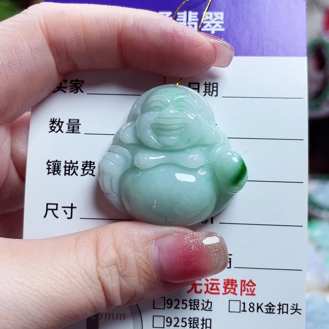翡翠未镶嵌颈饰佛公33