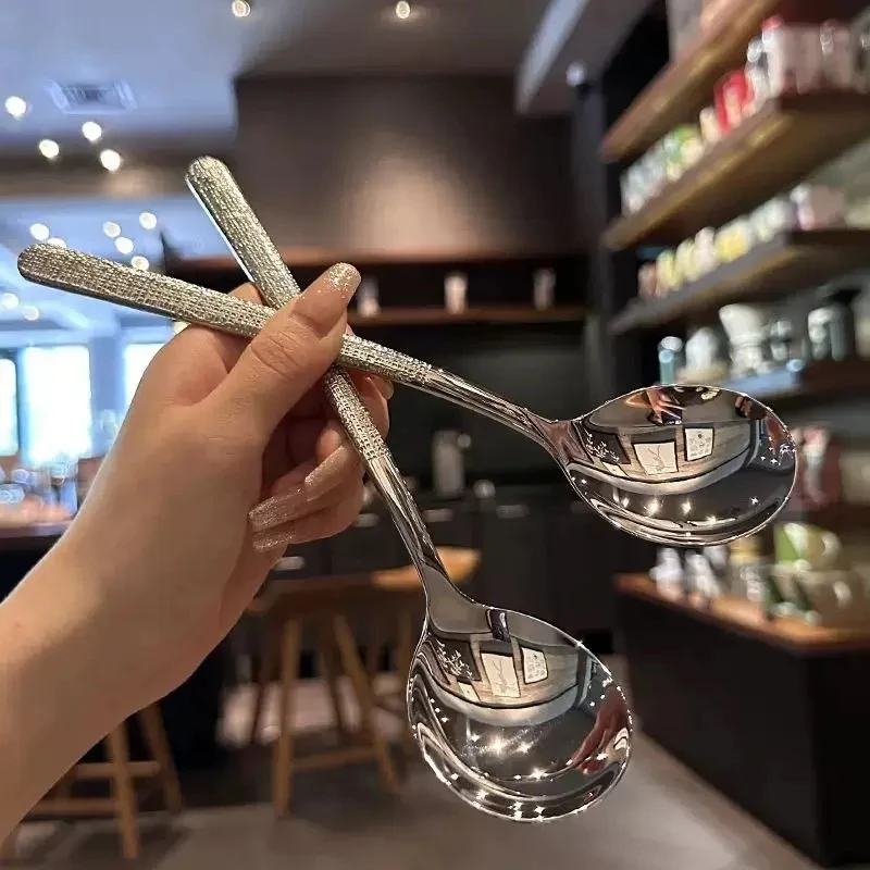 加厚不锈钢勺子成人儿童汤勺吃饭勺子中长柄家用餐具汤匙