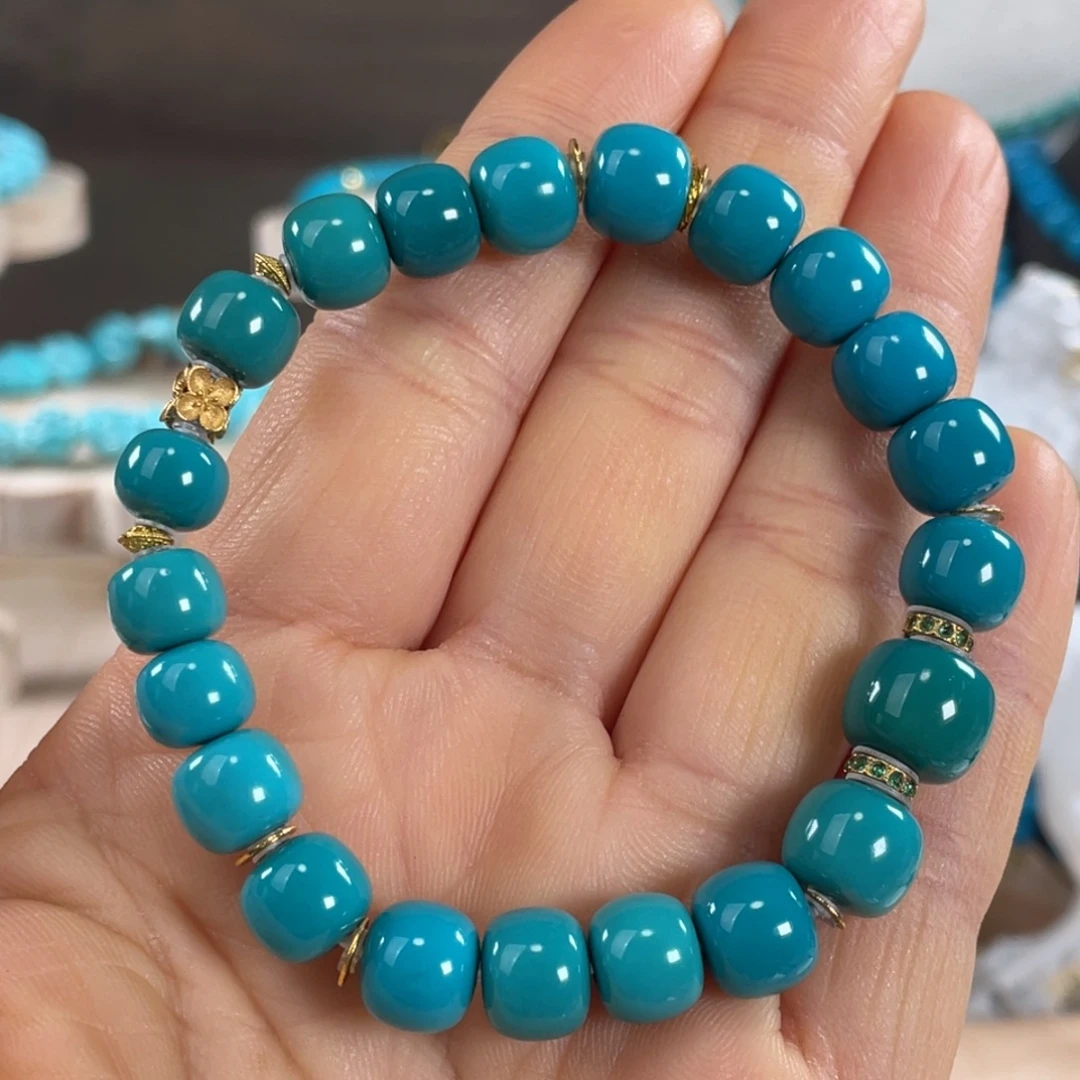 绿松石未镶嵌套链精品老型珠设计款