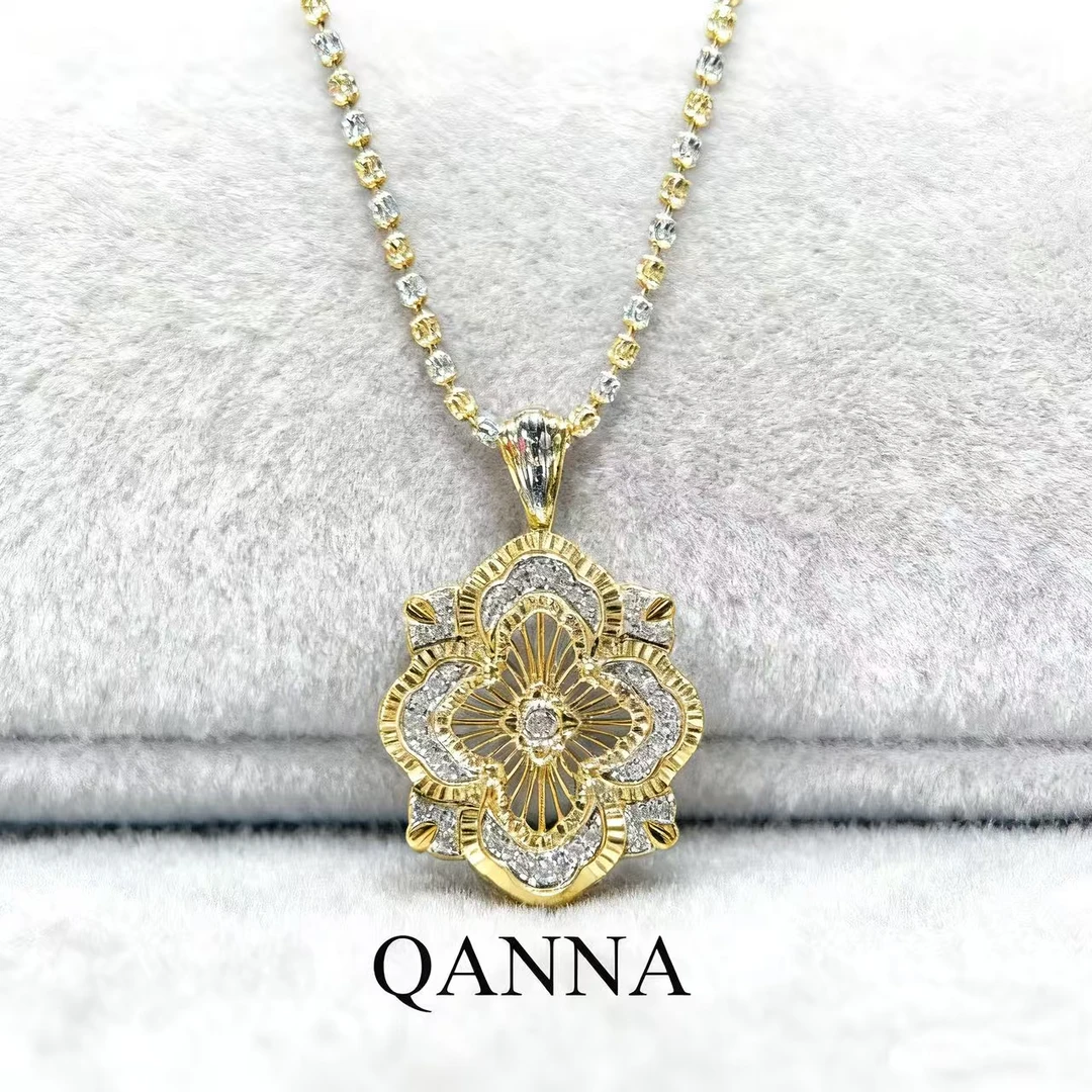 QANNA【雕金镂空】【大号四叶草】黄金色轻奢时尚钻石吊坠（不含链）AY