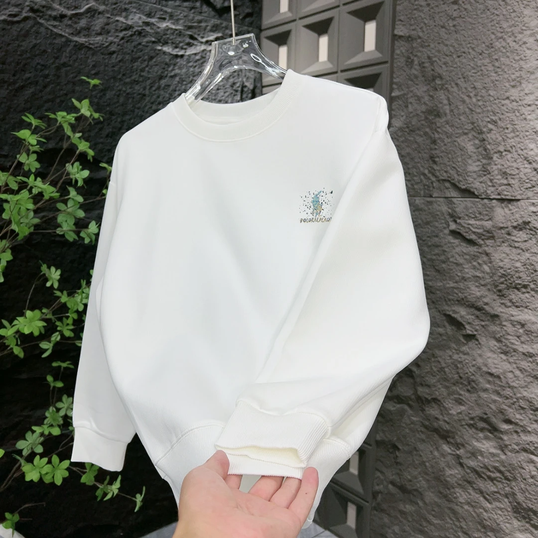 2025早秋男士新款潮流百搭轻奢卫衣圆领加绒秋冬上衣秋季长袖2501