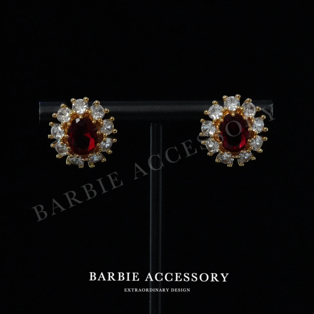 铜合金合成锆石耳饰 【红星行】法式中古轻奢设计款高级感耳钉