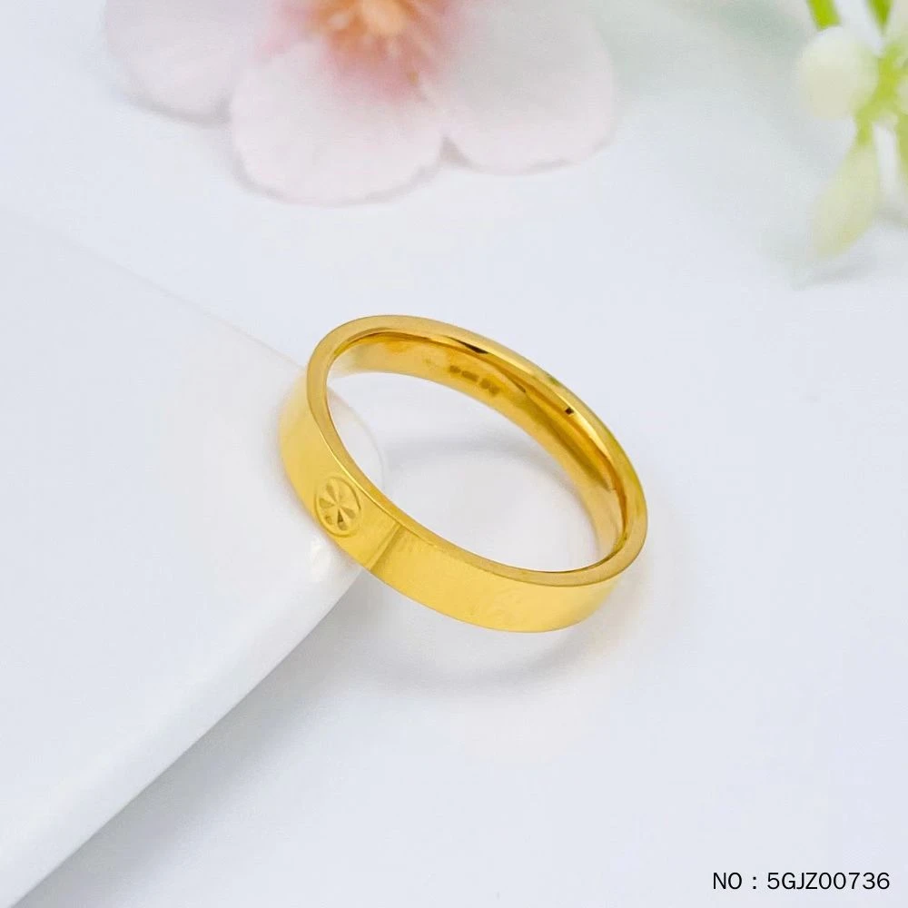 【信为珠宝】5G光亮米字纹3.9mm金戒指水贝黄金