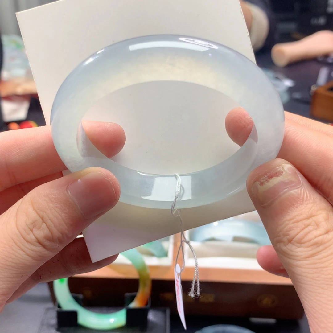 翡翠未镶嵌手镯白月光正圈