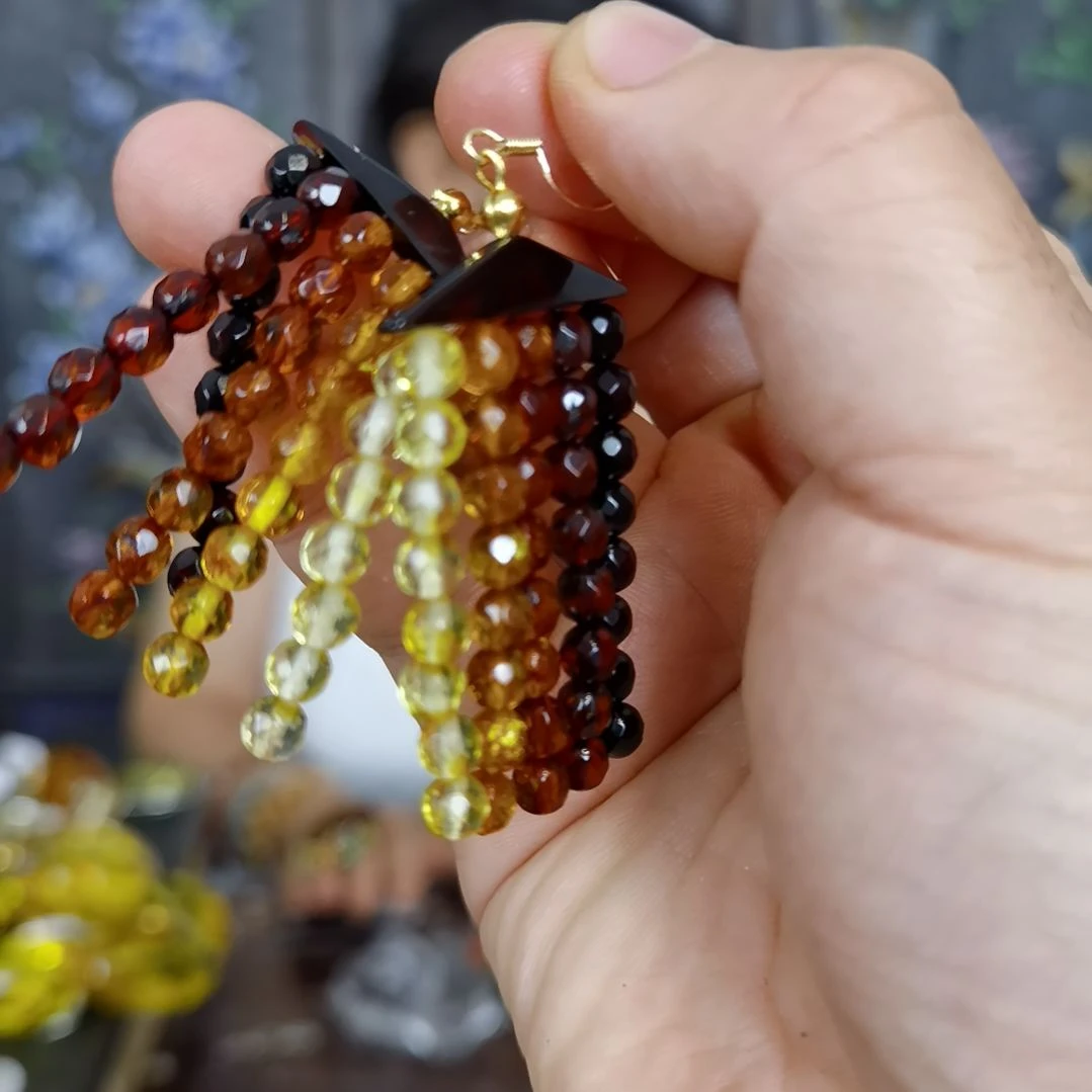 未镶嵌琥珀耳饰耳环
