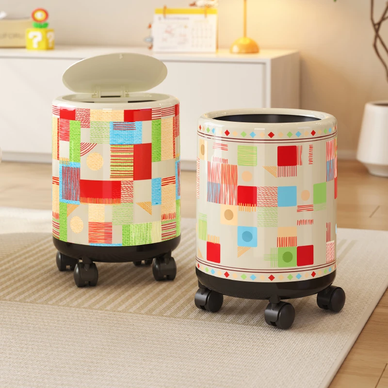 美世达可移动垃圾桶家用带盖客厅卧室厨房厕所卫生间大容量卫生桶