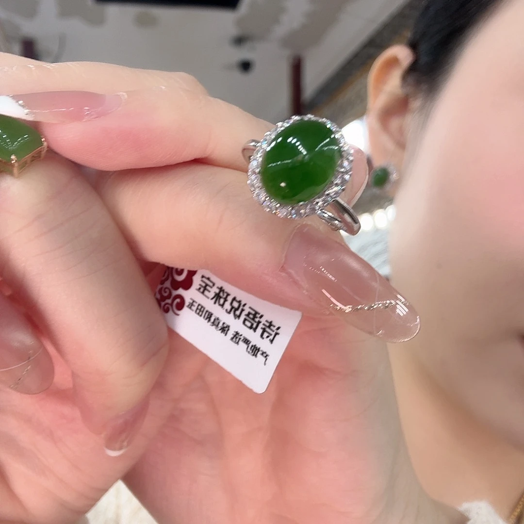 和田玉银S925镶嵌戒指