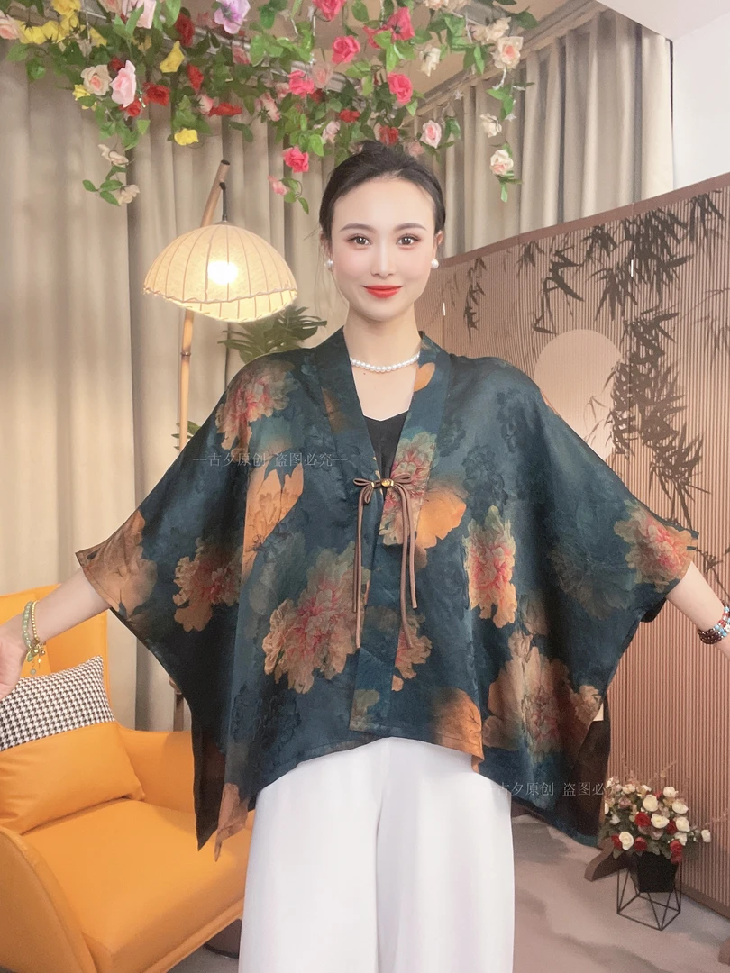 夏季薄款中式提花花萝宽松上衣清凉气质百搭外套