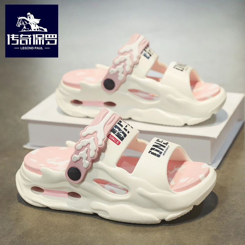 传奇保罗正版拖鞋女夏季外穿踩屎感沙滩一字拖软底防滑凉拖两穿