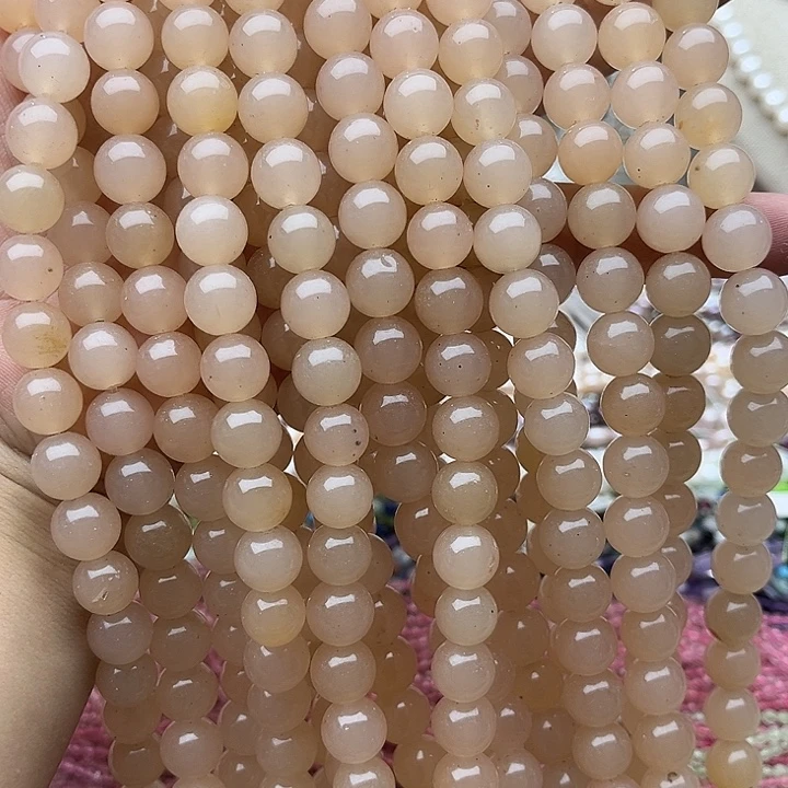 玛瑙/玉髓未镶嵌珠宝半成品2条10mm藕粉和田玉