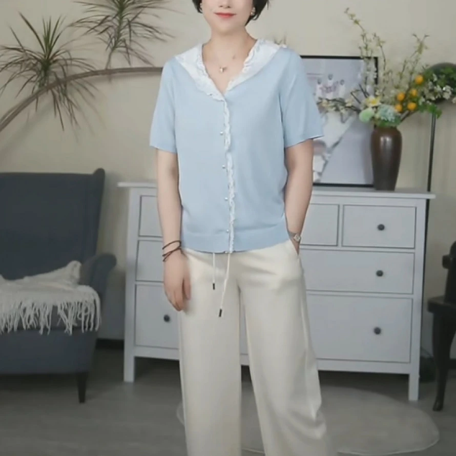 【U.M】春城飞花蕾丝连帽针织开衫