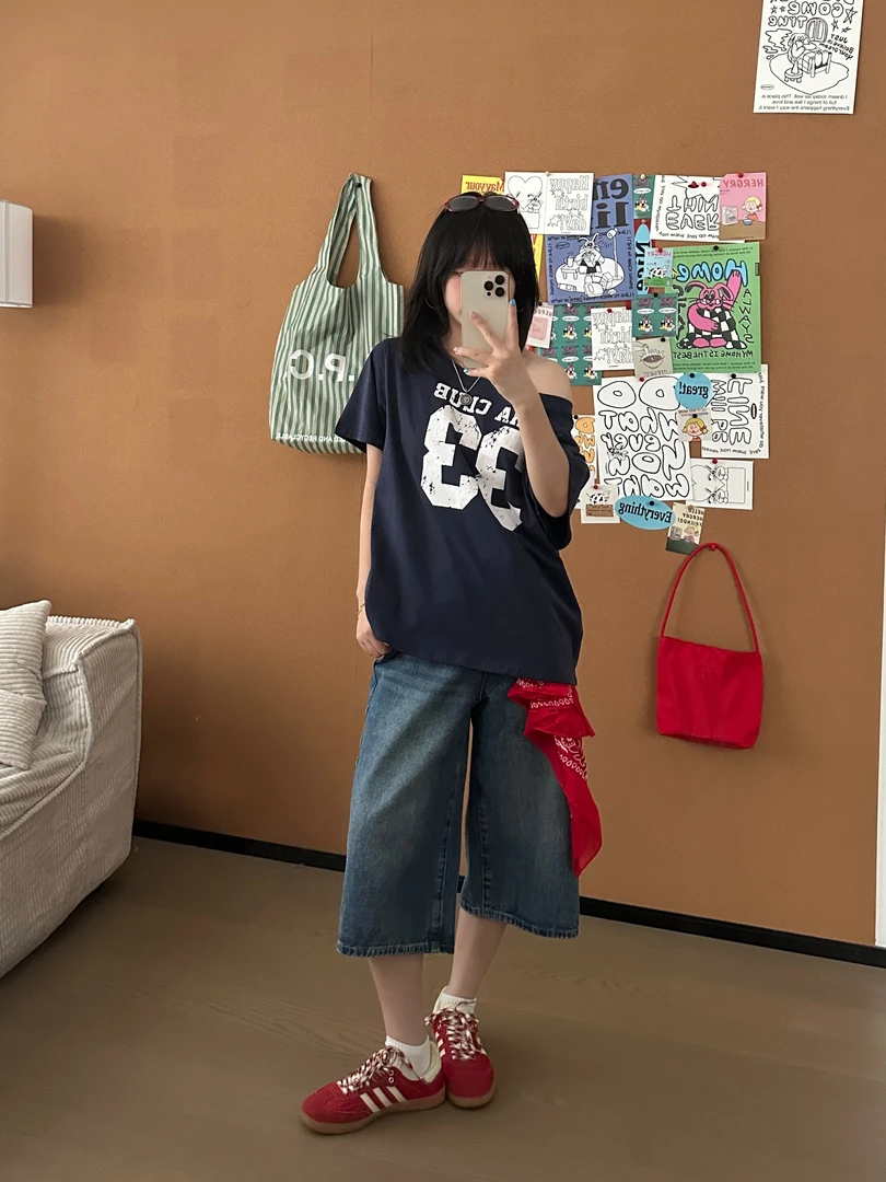 少女风直筒女春夏秋夏季牛仔裤中裤显瘦休闲ins