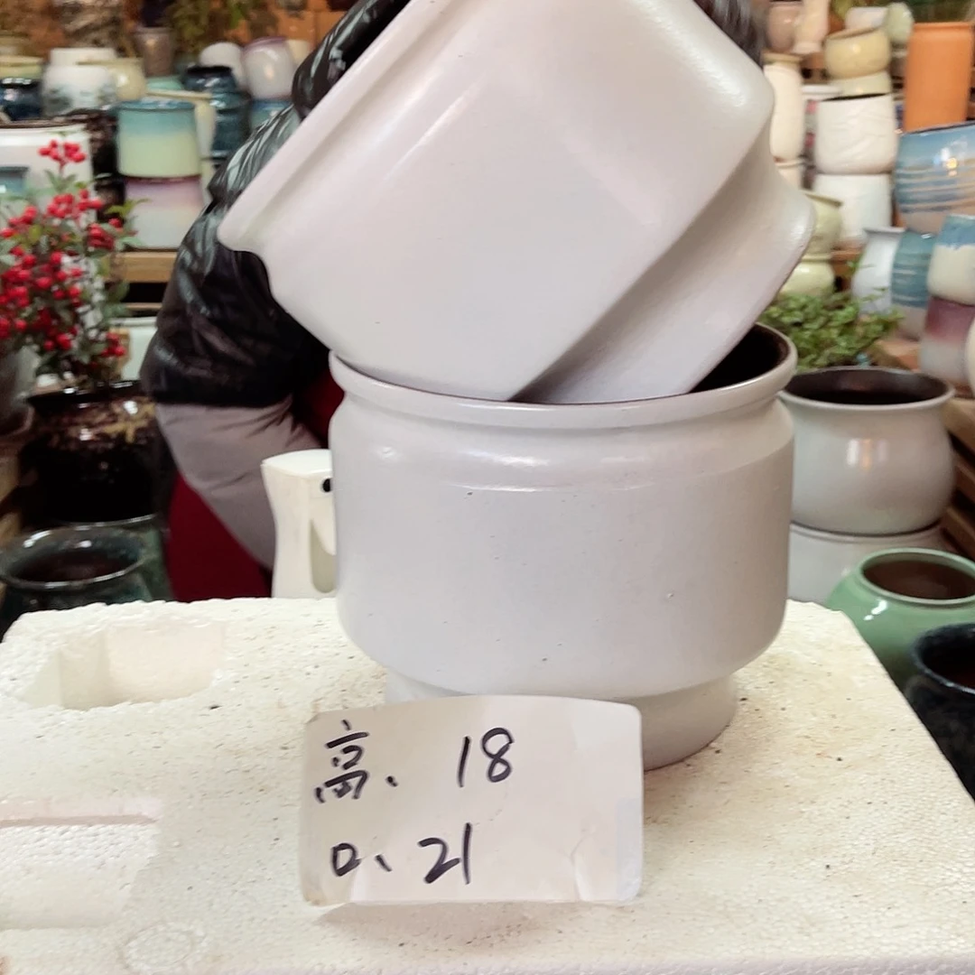 紫砂花盆高度18口径21