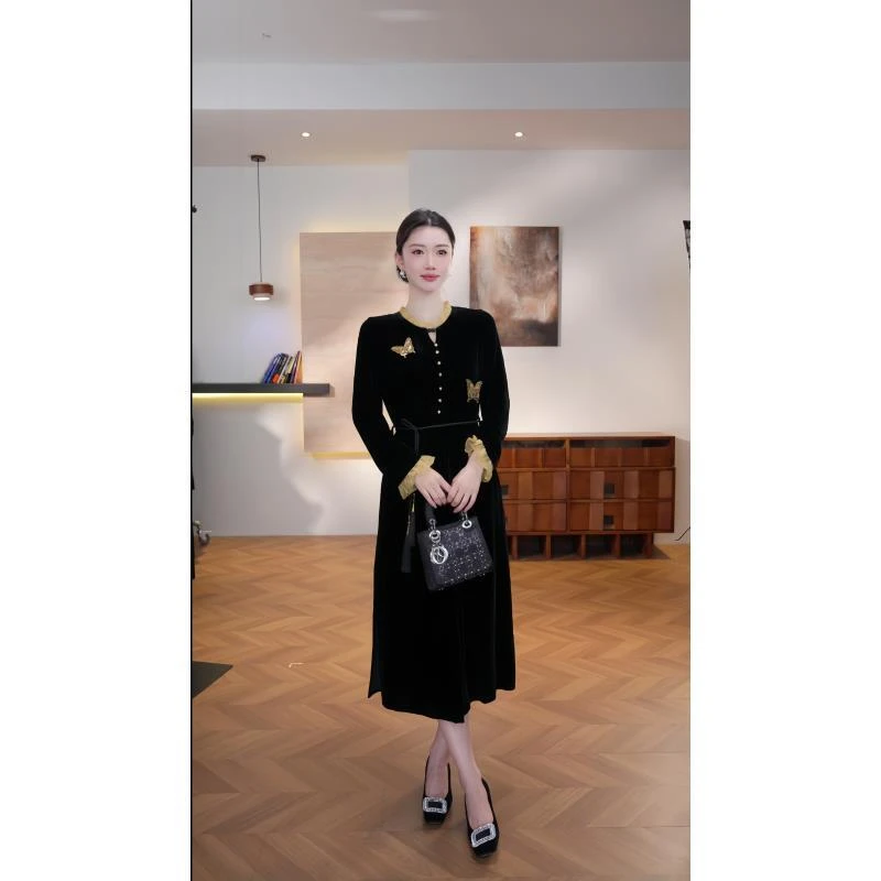 【WW】新款复古时尚百搭长袖连衣裙 GS-57550