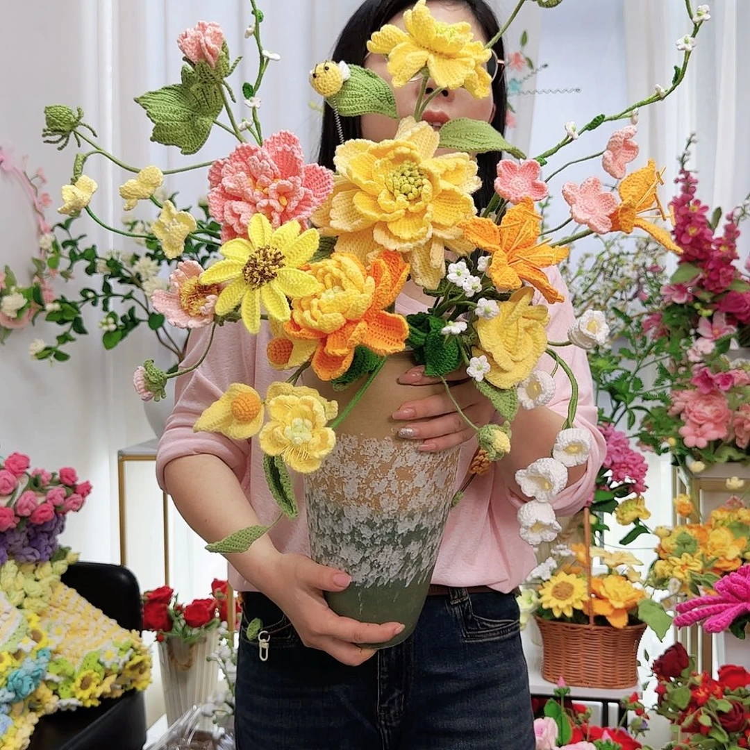 莱赛尔纤维棉手工钩织花束