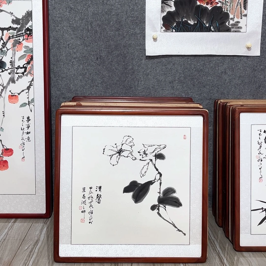 国画书画作品带框63×63