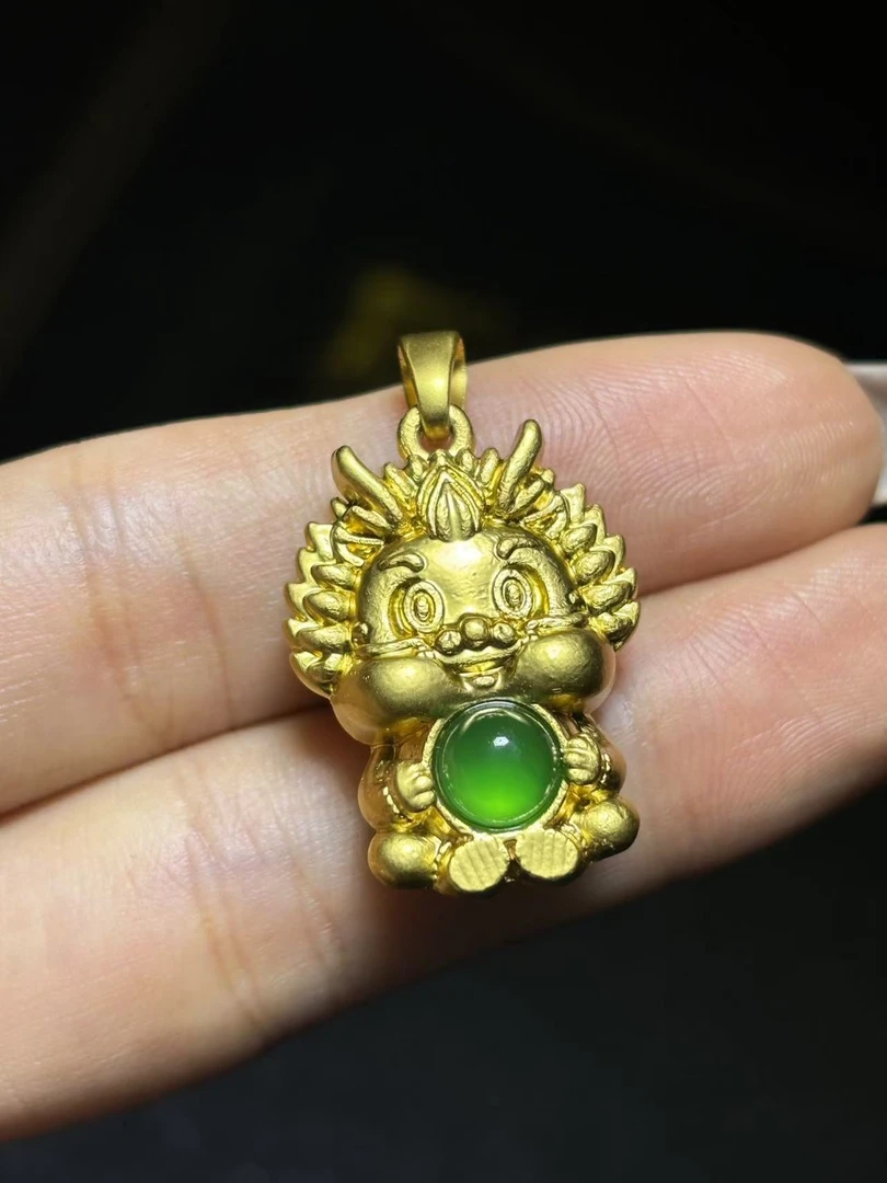 面面来财珠宝q2-ST6583-秦紫绿玛瑙绿龙吊坠-配绳