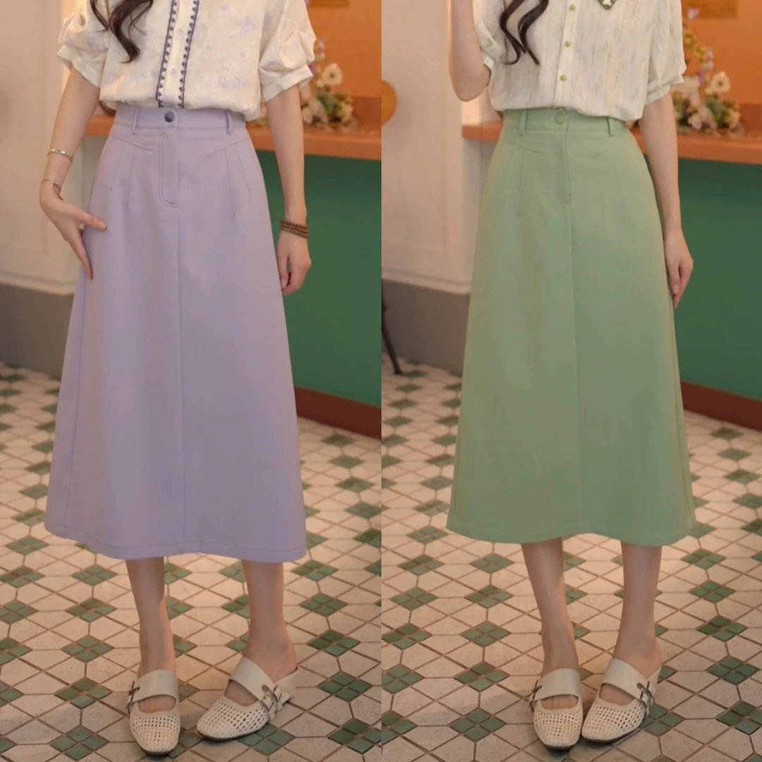 丁佳欣【雾紫】时尚气质显瘦高腰百搭半身裙DE0706589