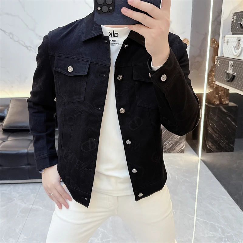 斯里卡琪秋冬新款经典简约潮流设计男士时尚帅气翻领牛仔夹克外套