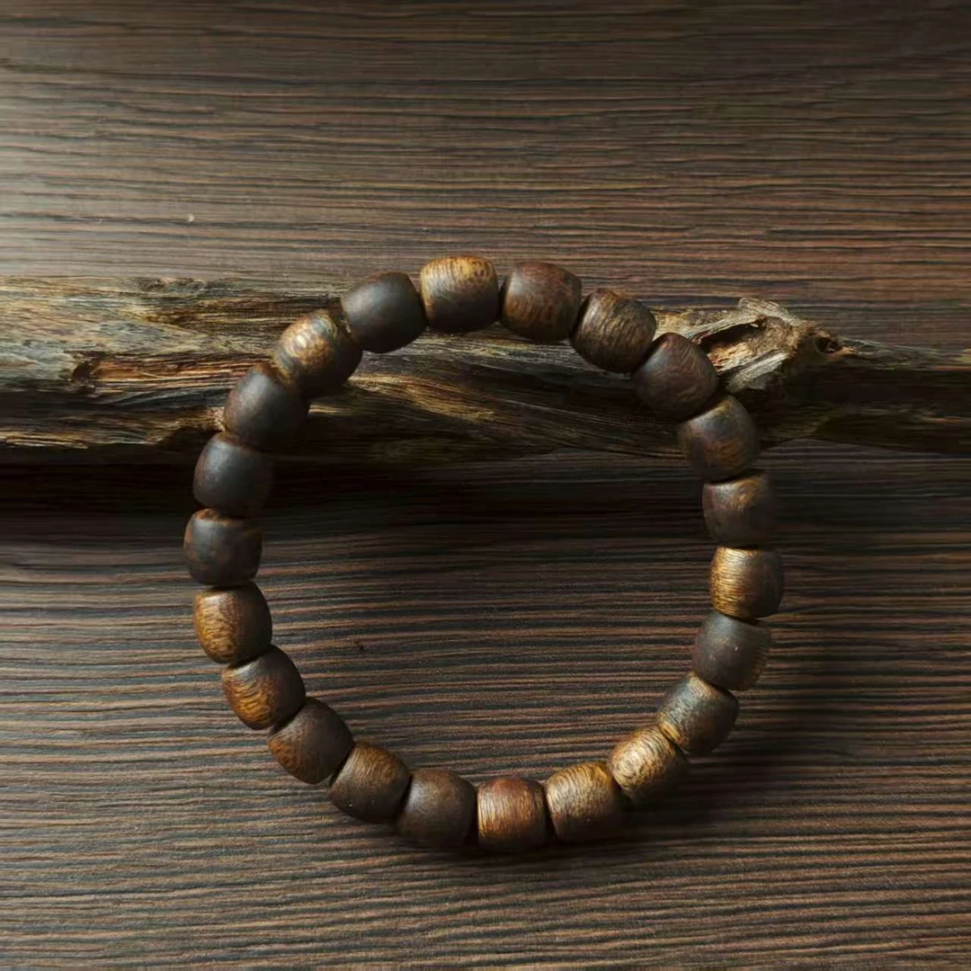 沉香单圈鼓珠 9mm/22颗 莺歌绿奇楠 多样性发其中一条