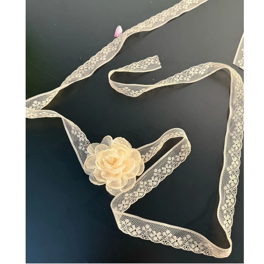 崔与熙|CUIXI【花朵蕾丝腰带】蕾丝白色时尚百搭女士复古古风重工