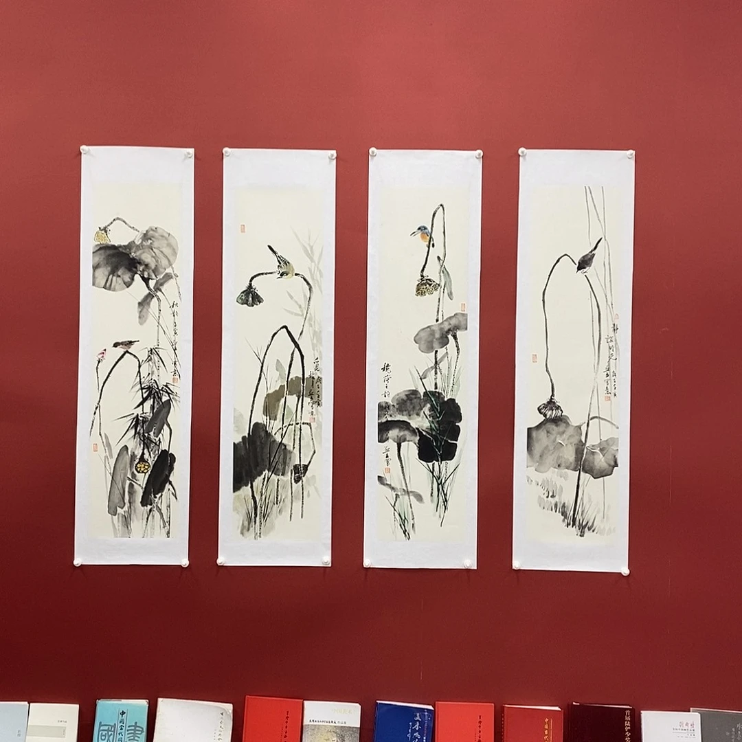 国画王亚立四尺对开140*35精品佳作四条屏