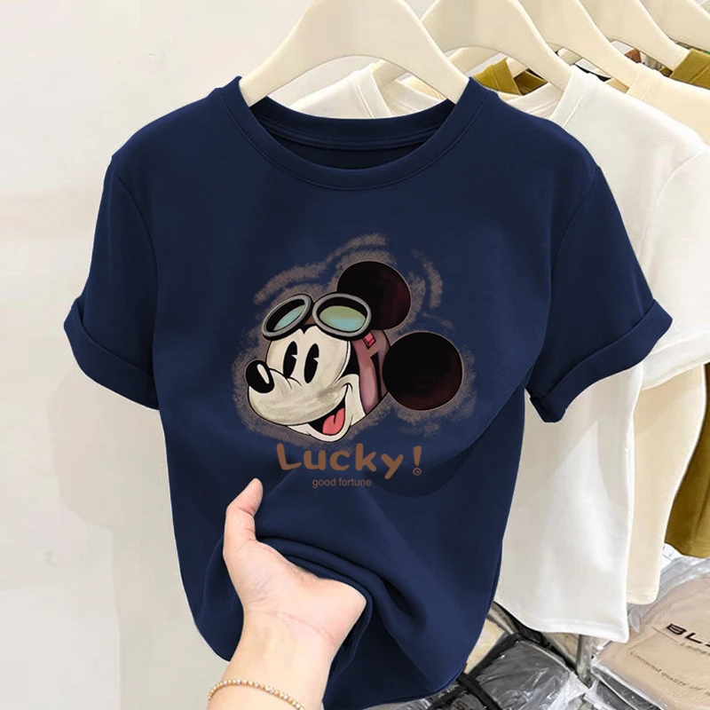 2025新款正肩短袖t恤女装设计感小众时尚百搭洋气藏青色上衣夏季