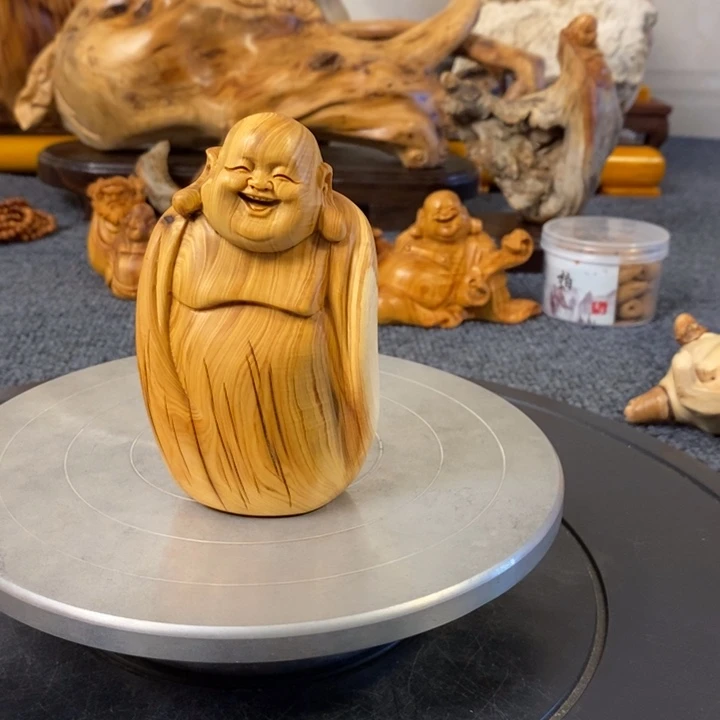 柏木（崖柏）崖柏弥勒佛手把件小摆件