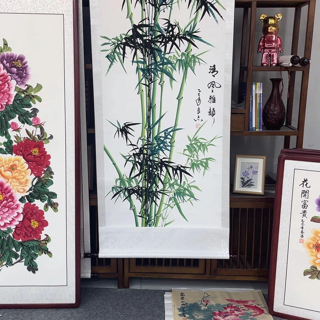国画国画作品书法作品原稿福利卷轴竹子