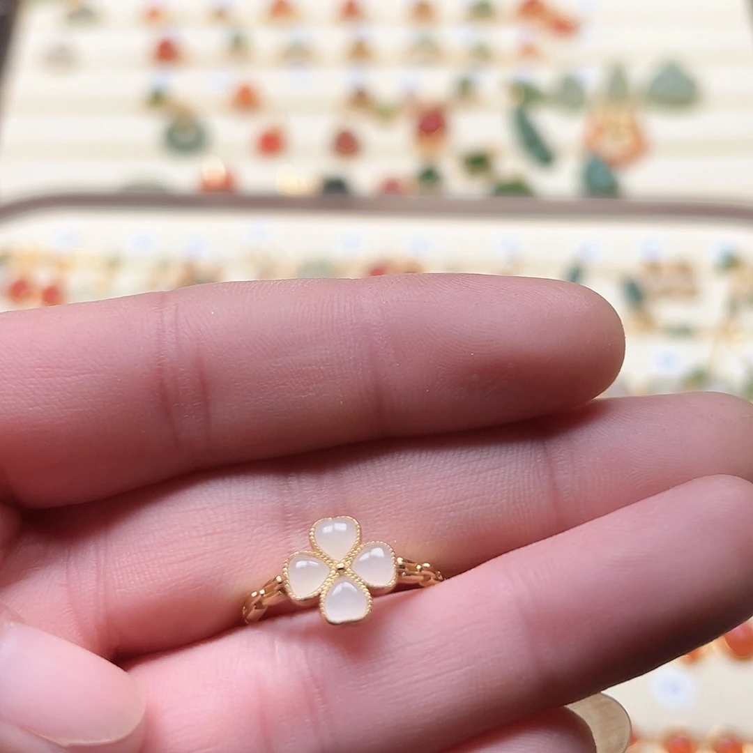 和田玉戒指银S925镶嵌