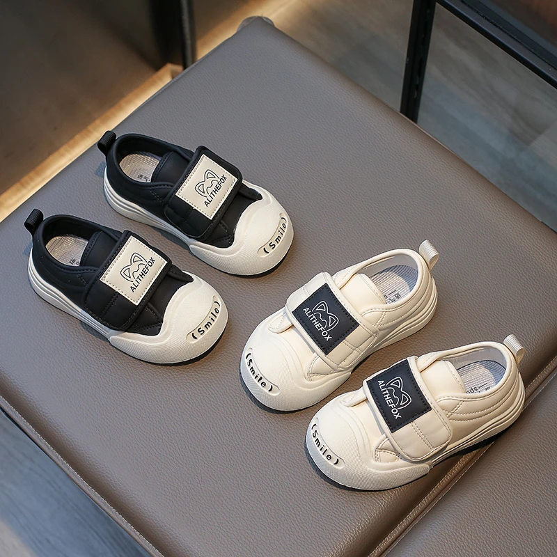 儿童帆布鞋魔术贴贝壳头韩版男童休闲单鞋女童板鞋潮