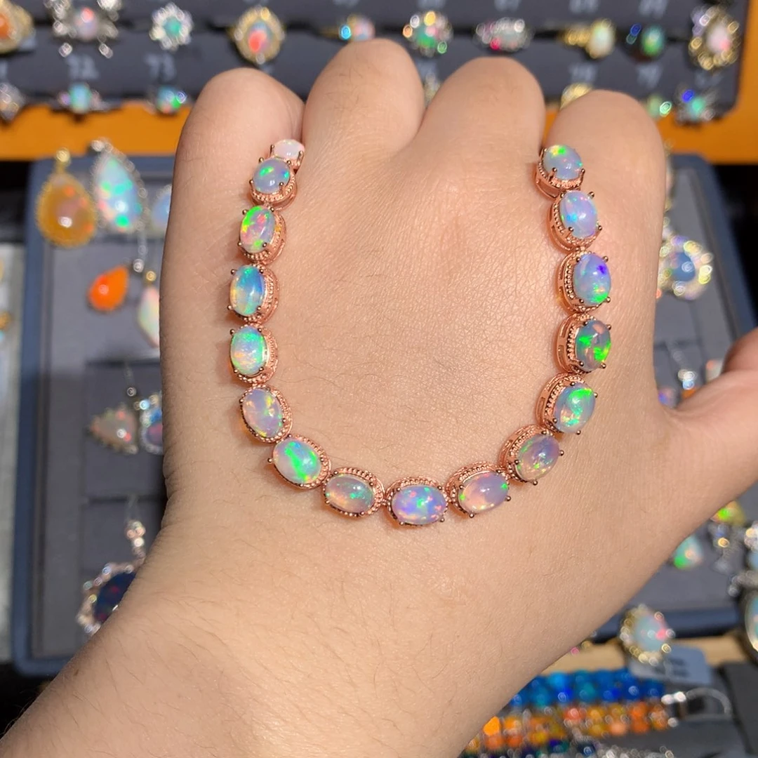 银S925镶嵌欧泊欧泊手链l