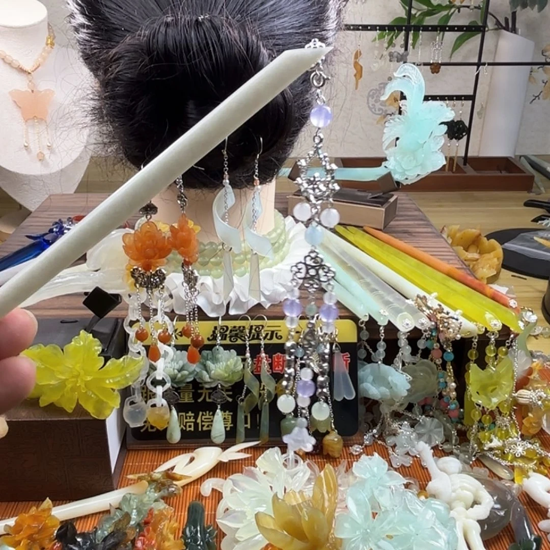 蛇纹石玉合金发饰