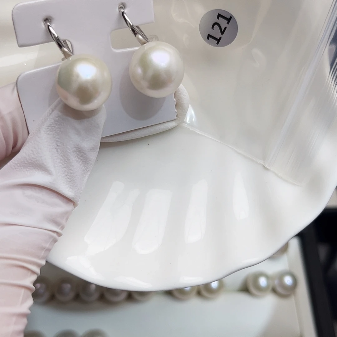 淡水珍珠耳饰银S925镶嵌