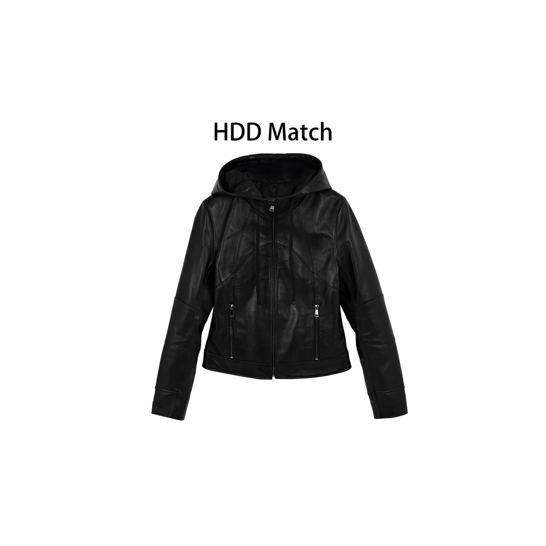 HDD- "帅气序列" 秋冬女款显瘦修饰轮廓连帽皮衣外套 Y8854