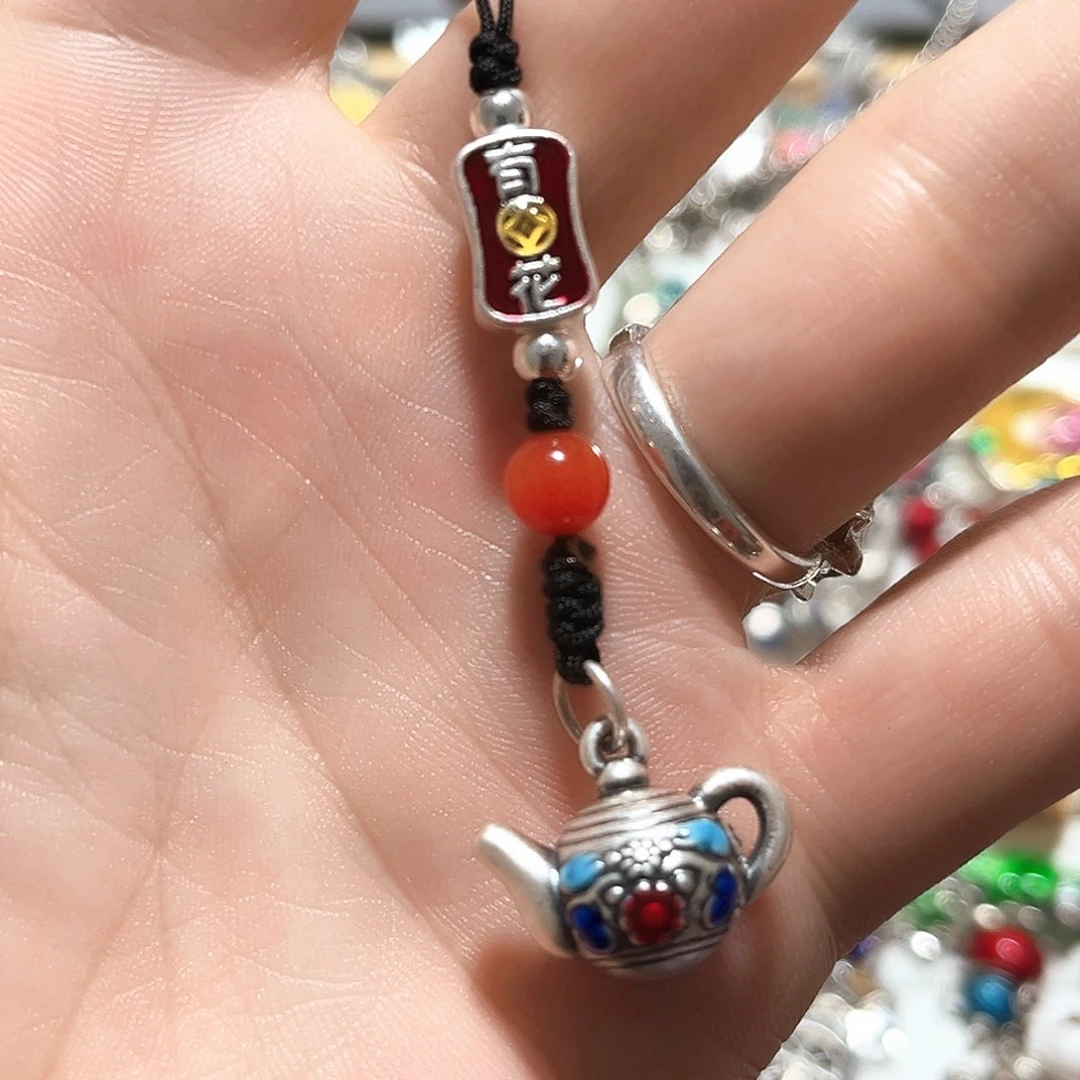 吊坠足银珐琅把把壶