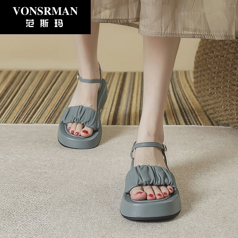 露趾凉鞋女2025夏季新款仙女风一字扣带后空百搭小众鞋子女鞋ins