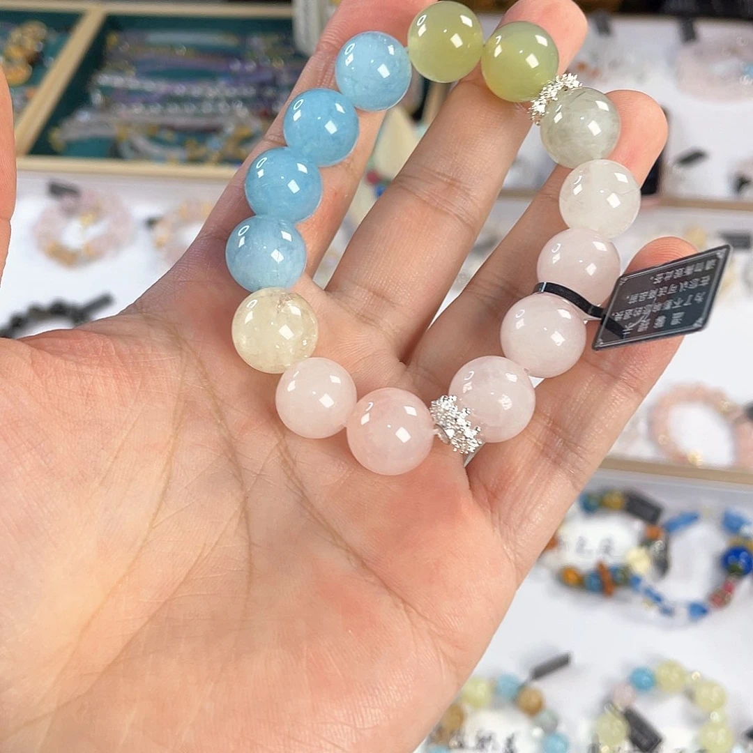 水晶手链银S925镀金镶嵌