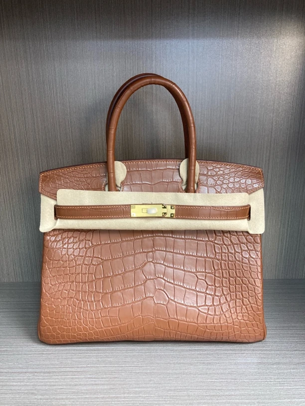 进口雾面美洲鳄鱼皮bk30经典大气时尚手提女包