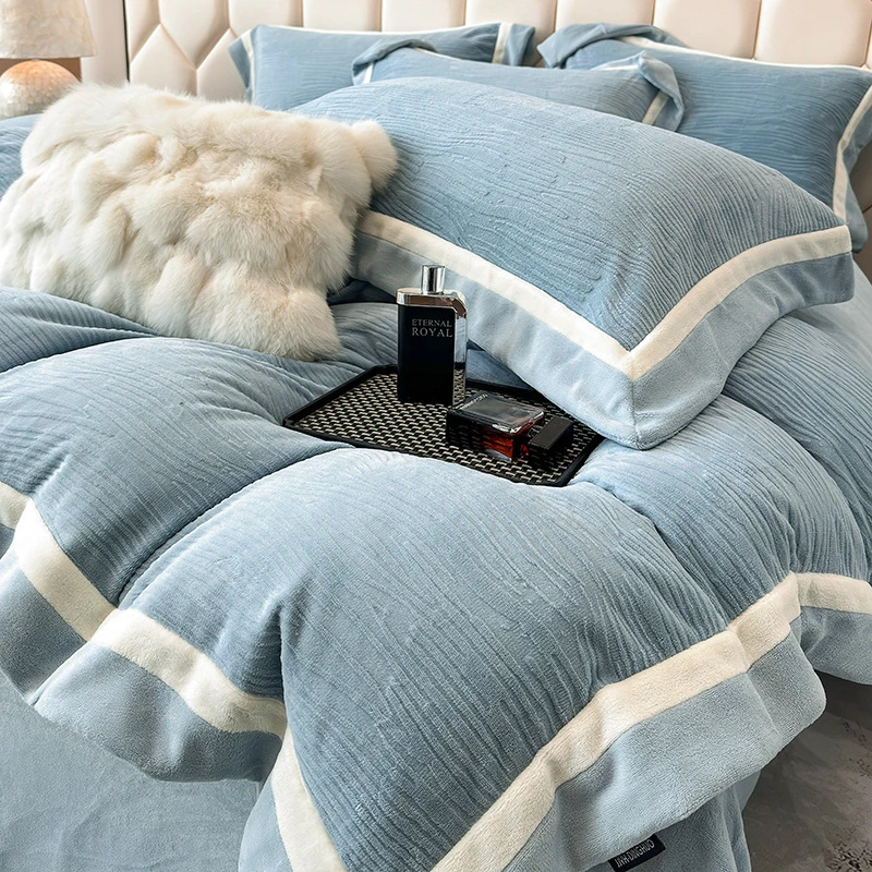 冬季加厚A类牛奶绒四件套加绒被套床单笠法莱珊瑚绒家纺床品套件