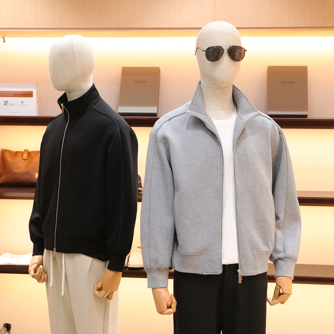 2025秋季新款男士户外高级感空气层卫衣莫代尔棉混纺立领外套1454