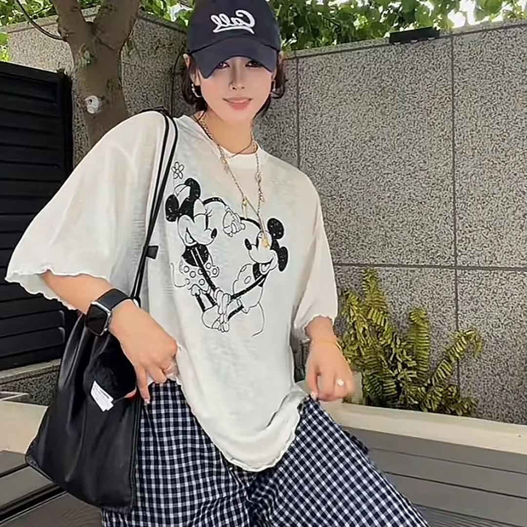 53831新款女装夏季宽松百搭米奇印花减龄休闲短袖T恤