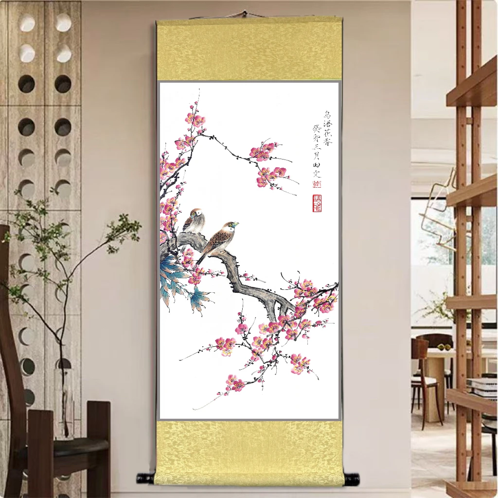 《鸟语花香》 宽45高140 国画