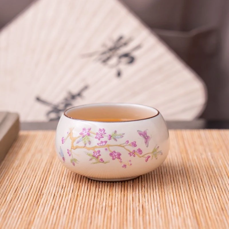 汝窑紫藤花禅定杯A0085